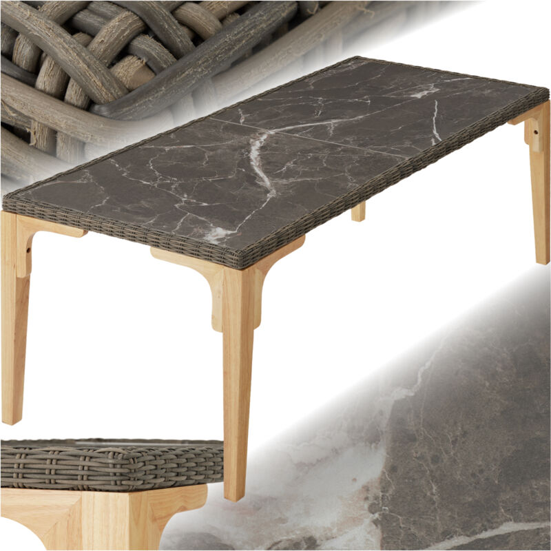 foto del prodotto tectake tavolo in rattan foggia tavolo in rattan, tavolo da giardino, tavolo da balcone