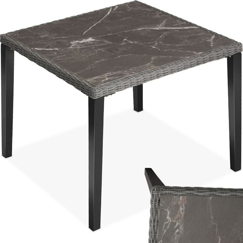 foto del prodotto tectake tavolo in rattan taranto 93,5 x 93,5 x 75 cm tavolo in rattan, tavolo da giardino, tavolo da balcone