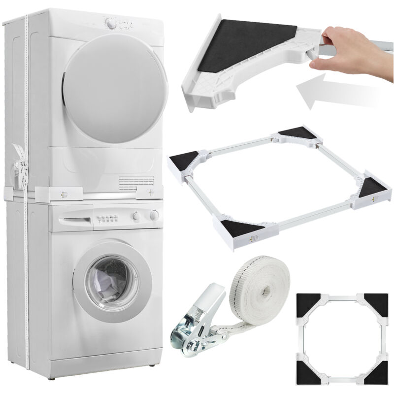 foto del prodotto tectake telaio di collegamento parret, regolabile, inclusa corda a cricchetto collegamento lavatrice asciugatrice, telaio di collegamento, telaio