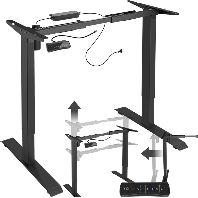 foto del prodotto tectake telaio per scrivania elettrico ad altezza regolabile e memorizzabile 85 129 x 65 x 71 121 cm gambe tavolo, gambe per tavoli, gambe per
