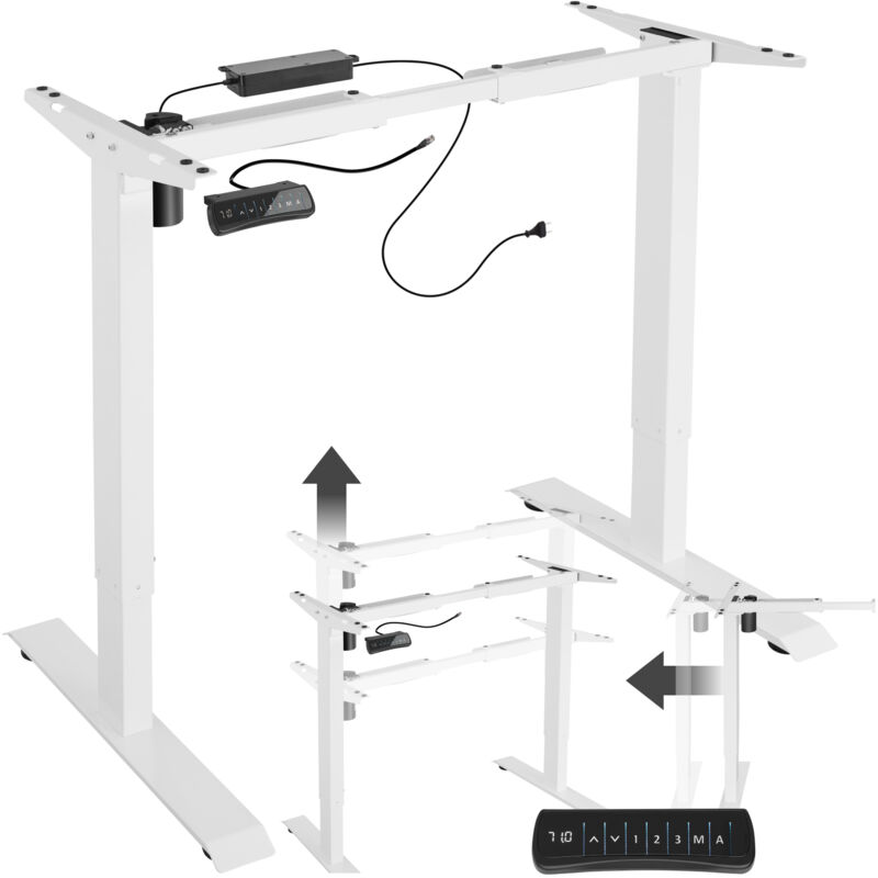 foto del prodotto tectake telaio per scrivania elettrico ad altezza regolabile e memorizzabile 85 129 x 65 x 71 121 cm gambe tavolo, gambe per tavoli, gambe per