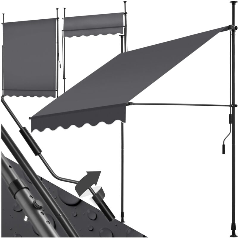 foto del prodotto tectake tenda a morsetto con manovella, altezza regolabile tenda da sole a morsetto per balconi, tende da sole balcone, tenda da sole a caduta