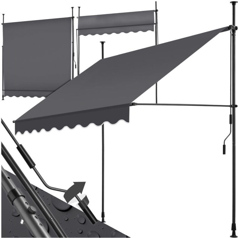 foto del prodotto tectake tenda a morsetto con manovella, altezza regolabile tenda da sole a morsetto per balconi, tende da sole balcone, tenda da sole a caduta