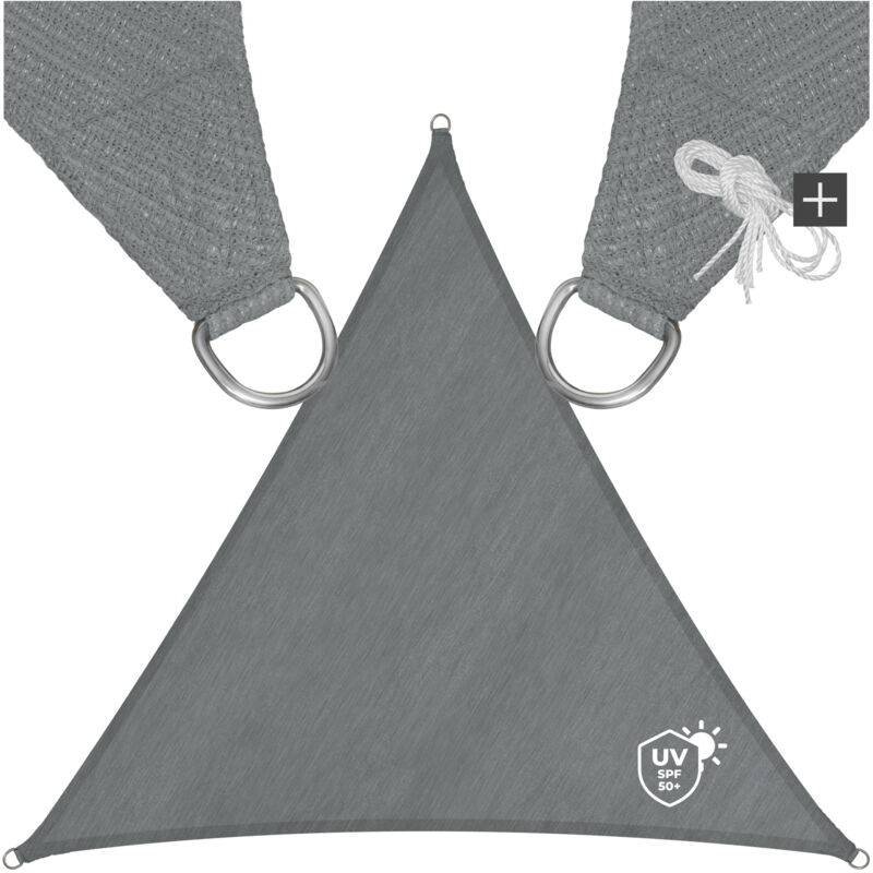 foto del prodotto tectake vela ombreggiante triangolare in polietilene, grigio telo ombreggiante, ombreggiante, telo vela ombreggiante 3 x 3 x 3 m