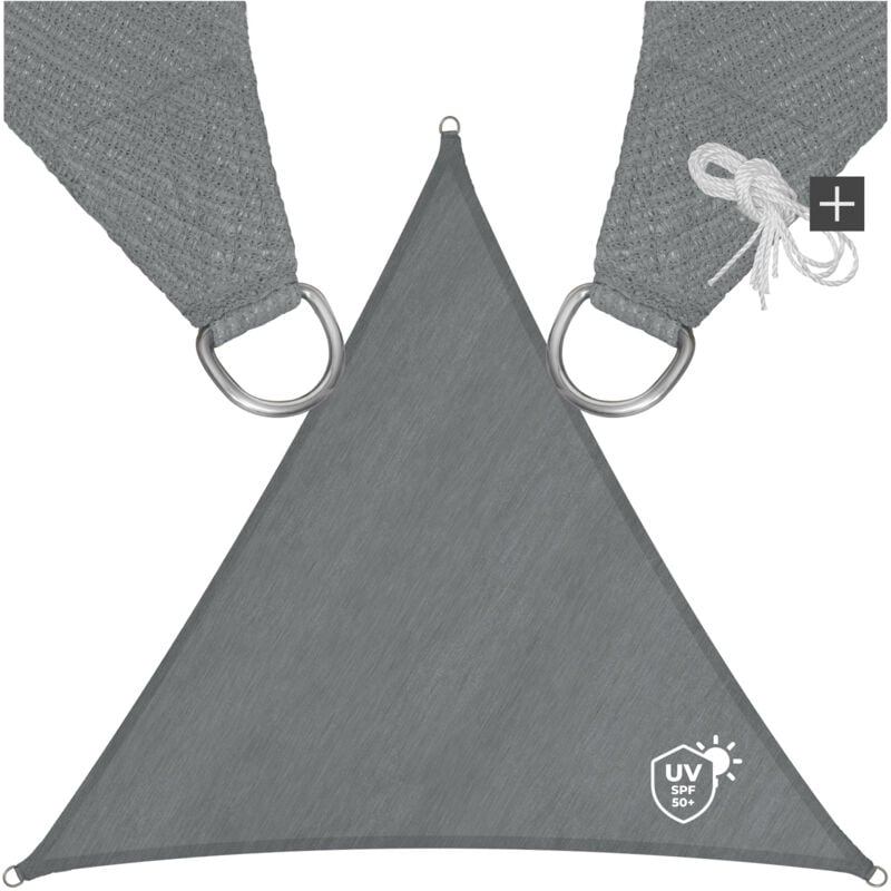 foto del prodotto tectake vela ombreggiante triangolare in polietilene, grigio telo ombreggiante, ombreggiante, telo vela ombreggiante 5 x 5 x 5 m