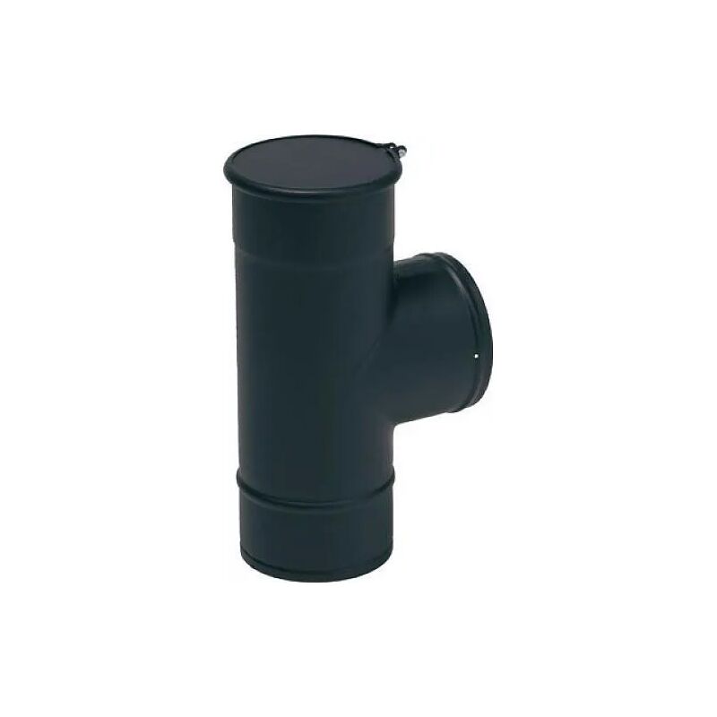 foto del prodotto tee ad angolo con tappo smaltato nero opaco, d.125