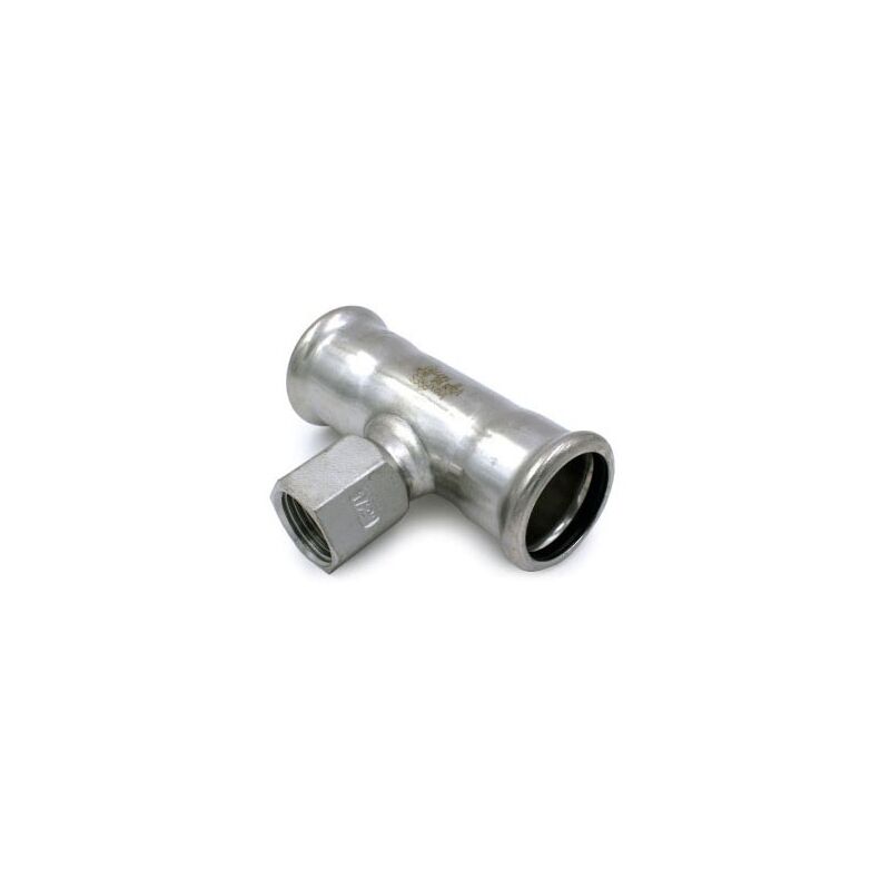 foto del prodotto tee con derivazione filetto femmina 15 x 1 2f x 15 inox 316l a pressare 189102015