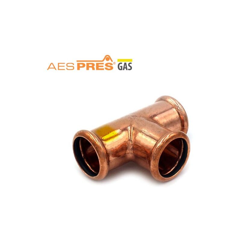 foto del prodotto tee femmina 28 aespres gas in rame a pressare 682028000g raccorderie metalliche