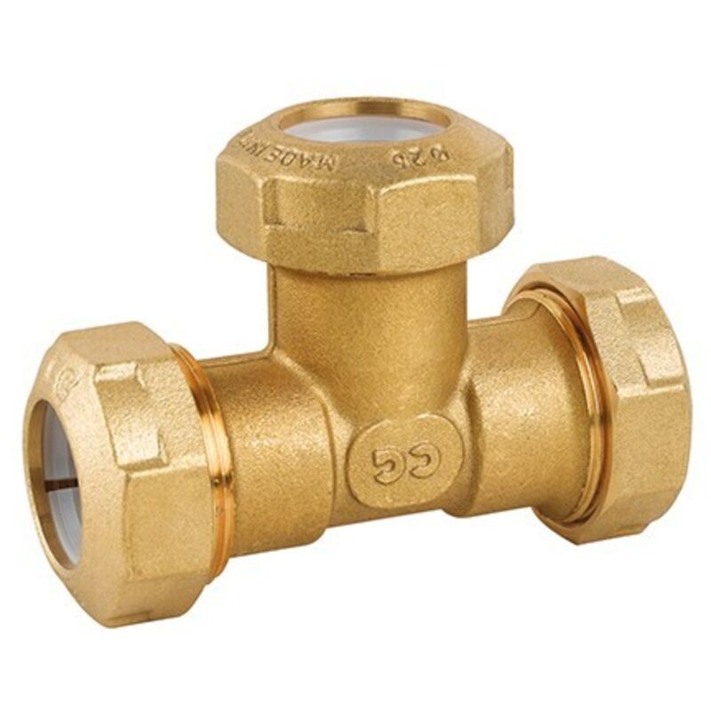 foto del prodotto tee in ottone per tubo pe 32x32x32