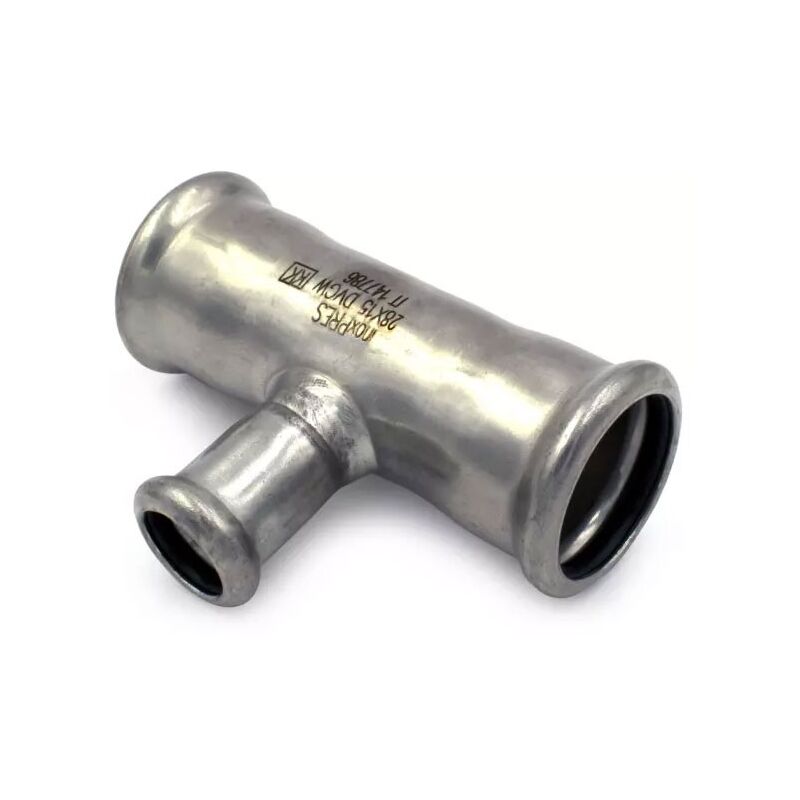 foto del prodotto tee ridotto 35 x 22 x 35 inox 316l a pressare 192035022