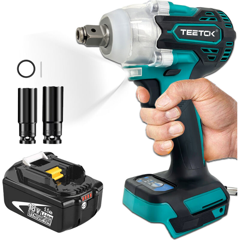 foto del prodotto teetok avvitatore a percussione, trapano a percussione cordless 21v, ruota agli ioni di litio a velocit variabile 6 punte 1 batterie 5500mah
