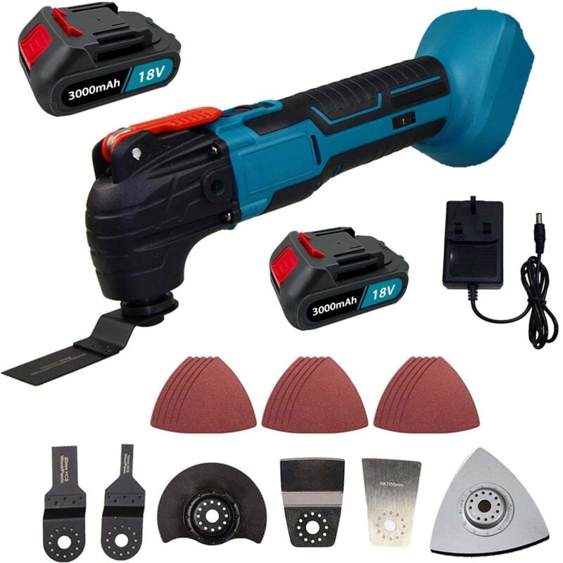 foto del prodotto teetok batteria oscillante multi tool, 18v brushless multi funzione strumenti 6 diverse velocit , 22 set di accessori 2x 3.0ah batterie e