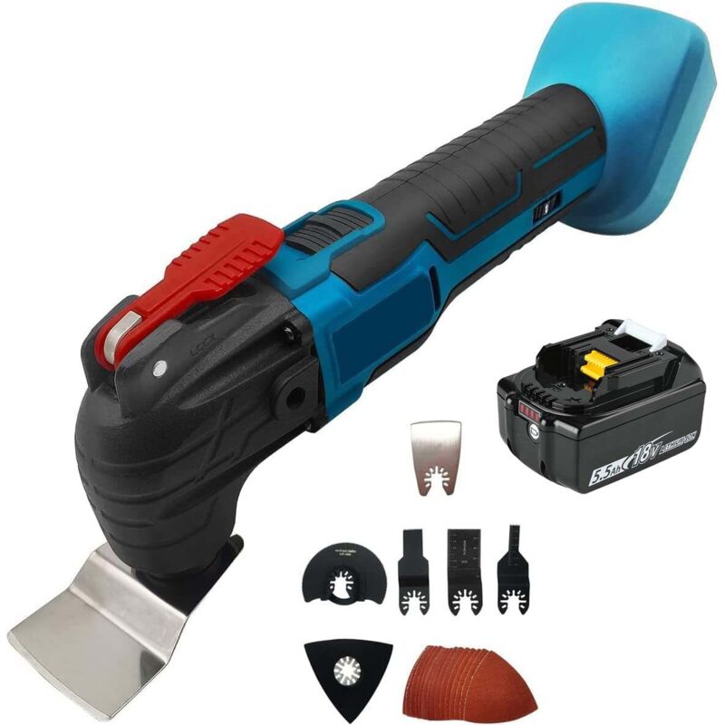 foto del prodotto teetok batteria oscillante multi tools ,3 angolo oscillante , 6pcs accessori utensili taglio, rettifica, graffio, batterie 1x5500mah senza