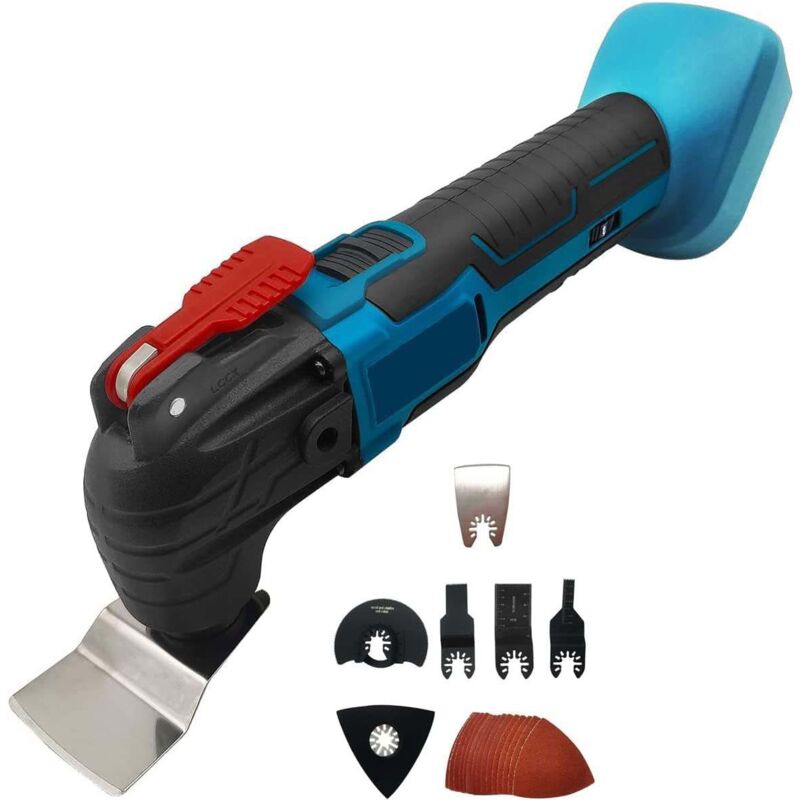 foto del prodotto teetok batteria oscillante multi tools 3 angolo oscillante ricarica veloce rilascio 20000rpm con 6pcs accessori utensili taglio, rettifica,