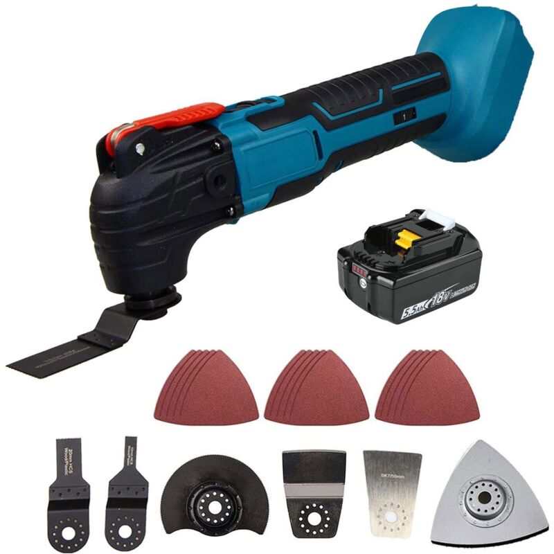 foto del prodotto teetok batteria oscillante multi utensile, utensili multifunzione brushless 18v 6 diverse velocit , set di 22 accessori batterie 1x5500mah senza