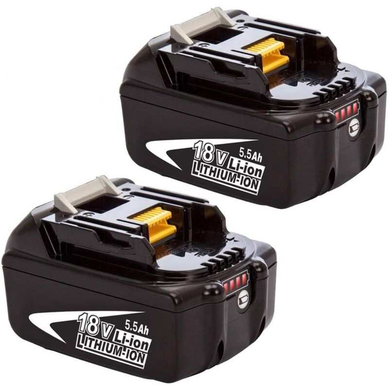 foto del prodotto teetok batterie,2pack ,compatibile con lo strumento a batteria makita, 18v 5.5ah lxt li ion bl1830 bl1850 bl1860 bl1840 batteria led senza fili