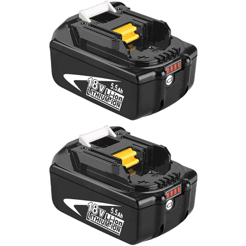foto del prodotto teetok batterie,2x batteria da 5.5 a batteria agli ioni di litio da 18 v lxt bl1850 bl1830 con led, compatibile con utensili cordless makita