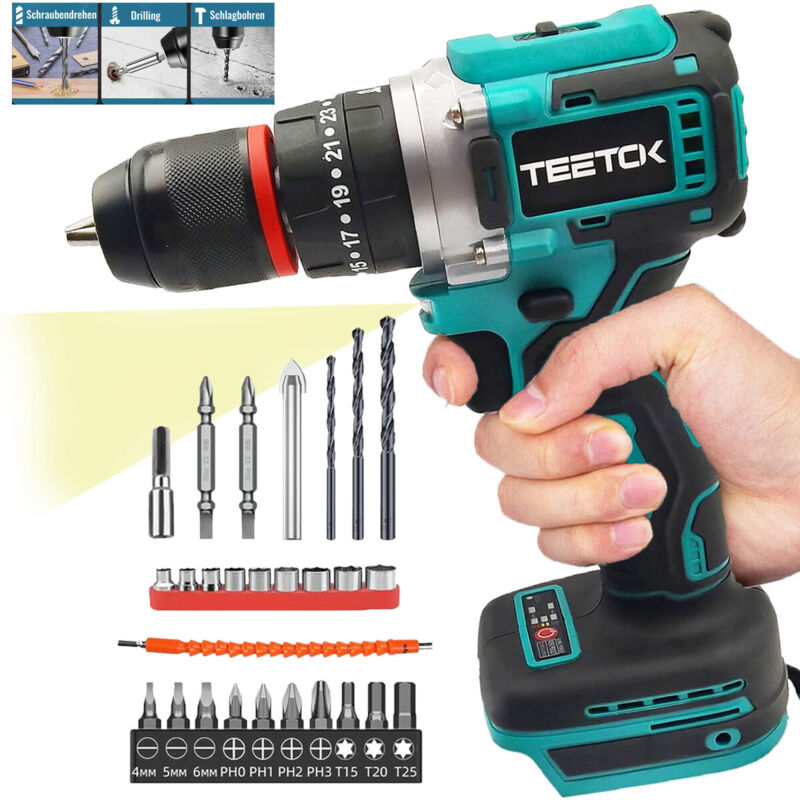 foto del prodotto teetok cacciavitore visser ed elettrico, cacciavite con driver del driver senza spazzola, 2 velocit , perforazione elettrica a mano 25 1, con