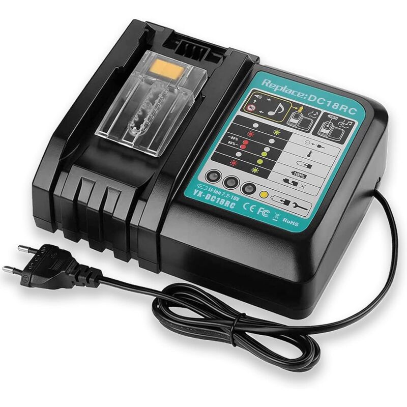 foto del prodotto teetok caricabatterie di ricambio 14,4 v 18 v dc18rc ,compatibile con la batteria makita 14,4 v 18 v bl1860 bl1850 bl1840 bl1830 bl1820 bl1815