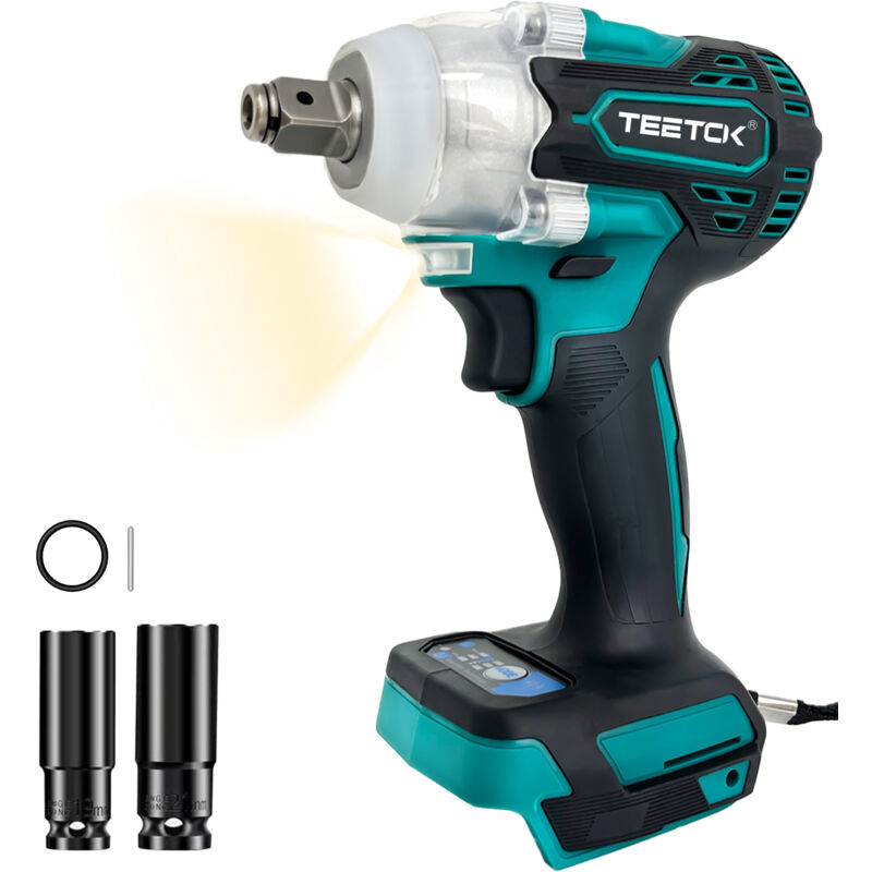 foto del prodotto teetok chiave a percussione, chiave a percussione wireless brushless, con 1 2 driver 21v 320n. m coppia, 2 prese, 19mm 21mm, senza batteria ,