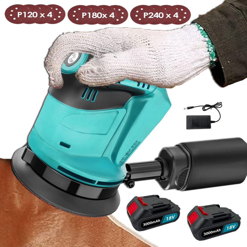 foto del prodotto teetok levigatrici orbitali e rotative, senza fili, senza spazzole, 125 mm, 3 velocit , contenitore per la polvere, 12 dischi 2 batterie da 3.0 a