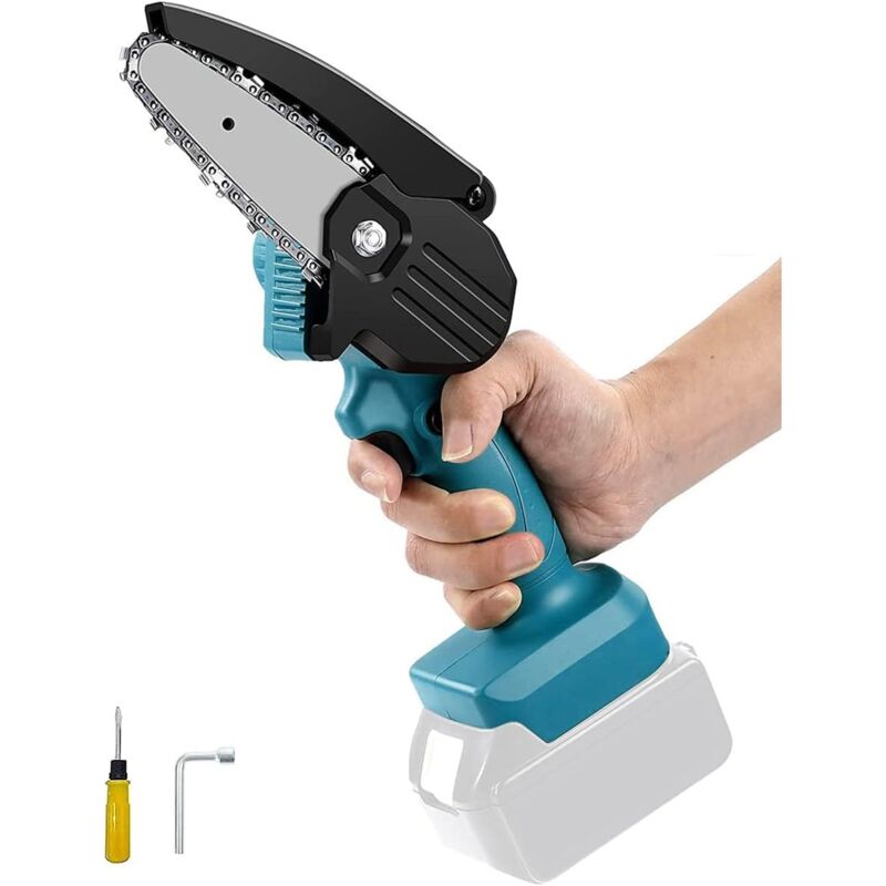 foto del prodotto teetok mini motosega da 4 pollici, piccola motosega portatile a una mano per cesoie da giardino, legno e potatura 1 batteria da 5,5 ah