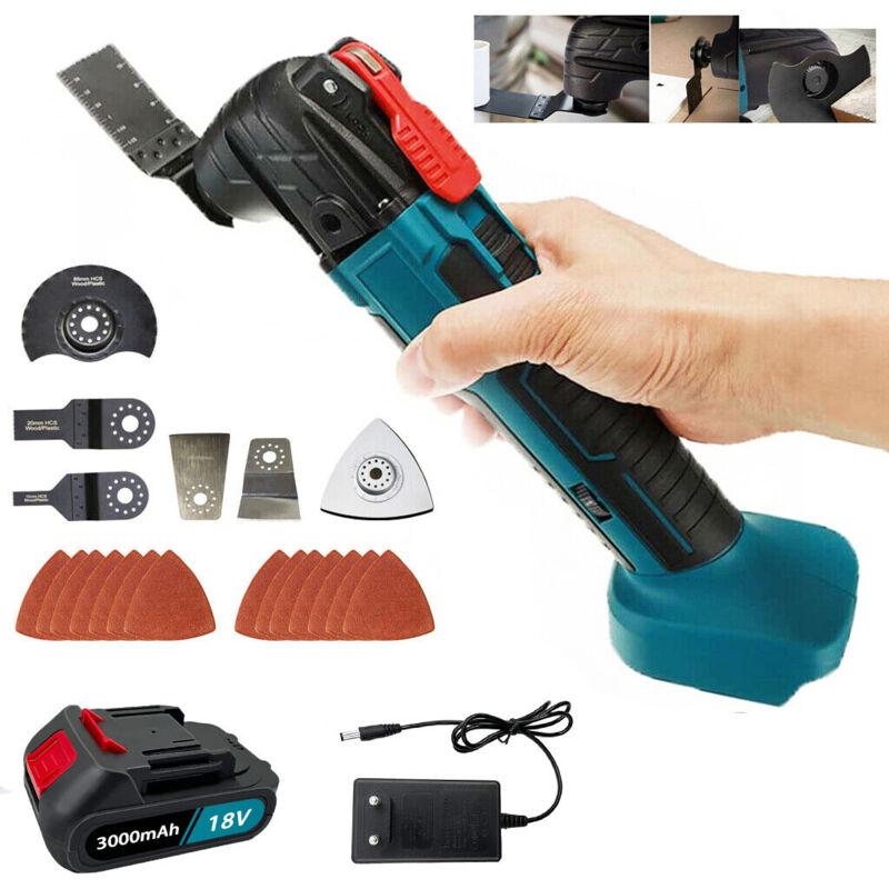 foto del prodotto teetok multi tools cordless brushless oscillante multi tool grinder cutter grinder saw sostituzione lama a 6 velocit accessori 17 pezzi 