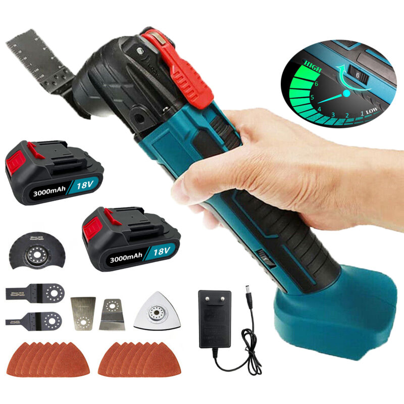foto del prodotto teetok multiutensile oscillante a batteria, angolo di oscillazione 4 , 6 velocit e torcia per tagliare raschiare lucidare batteria 2x.30