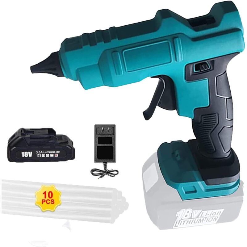 foto del prodotto teetok pistola per colla, colla a caldo trigger elettrico colla artigianale 10 stick di colla 3.0ah caricabatterie rapido,compatibile con la