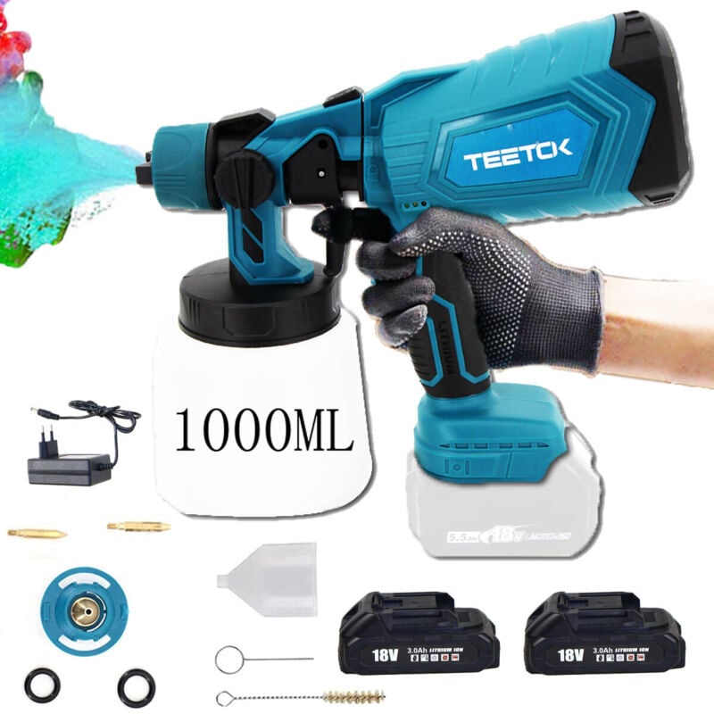 foto del prodotto teetok set sistema di verniciatura a spruzzo a batteria pistola a spruzzo di vernice elettrica pistola a spruzzo di vernice pistola a spruzzo di