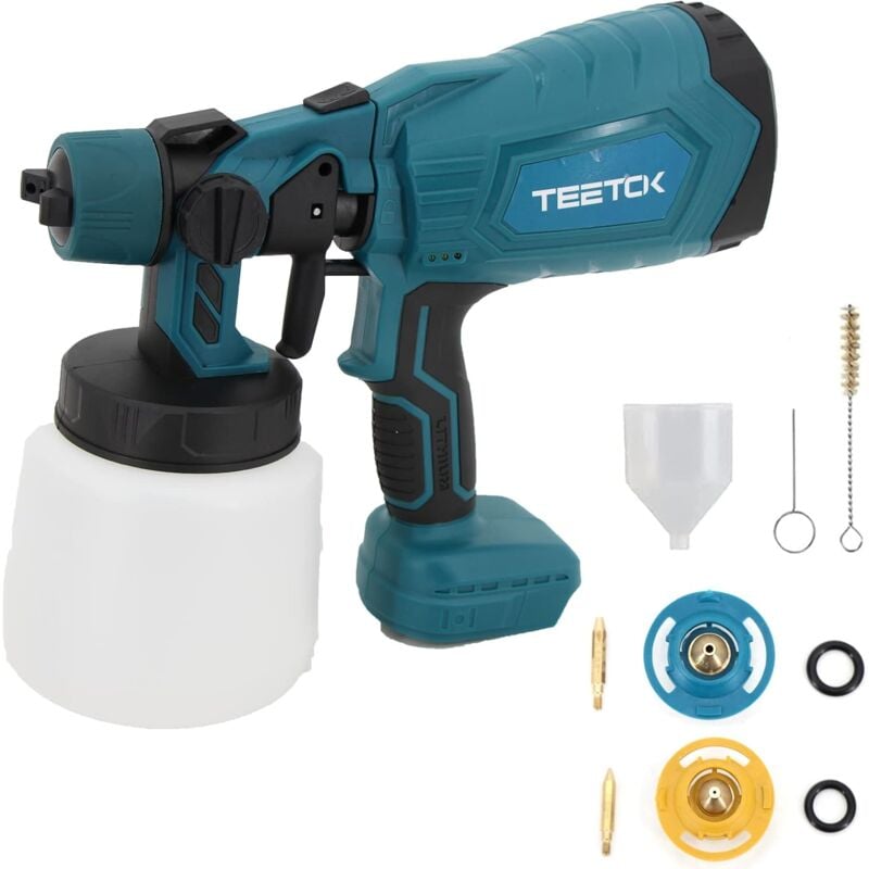 foto del prodotto teetok sistema di verniciatura a spruzzo a batteria, compatibile con batterie makita 18v, pistola a spruzzo di vernice elettrica con 3 ugelli e,