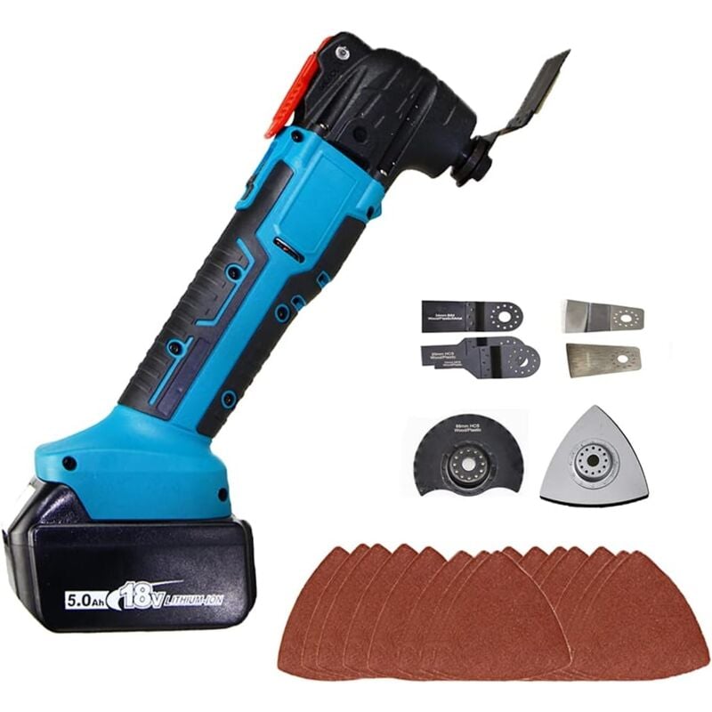 foto del prodotto teetok sostituzione degli utensili oscillanti a batteria, multi tool velocit variabile con accessori taglio di scarti batteria 2x5,5 a
