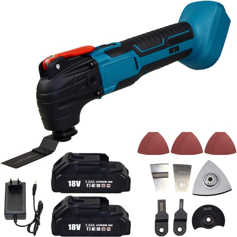 foto del prodotto teetok sostituzione multiutensile a batteria ,con 2 batterie da 3,0 ah e caricabatterie accessori da 22 pezzi velocit variabile e angolo di