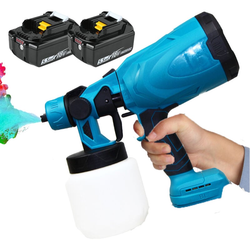 foto del prodotto teetok spruzzatore di vernice senza fili pistola a spruzzo elettrica hvlp pistola per verniciatura a mano per recinzione, 2 batterie da 5,5 a