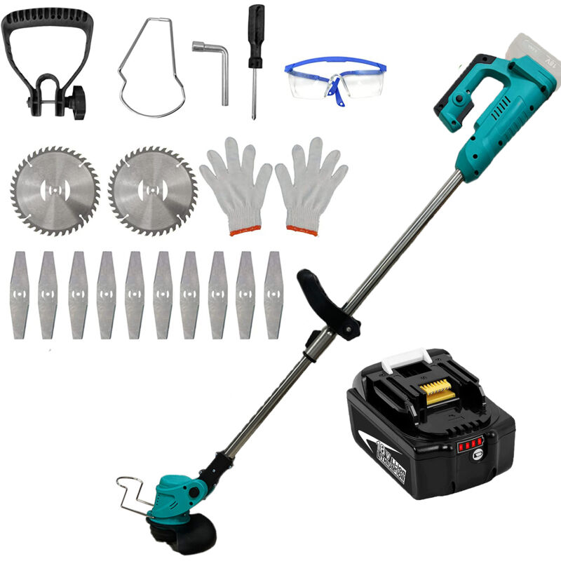 foto del prodotto teetok tagliaerba a batteria ,sostitutivo con batterie da 1 5,5 ah caricabatterie non incluso ,compatibile con la batteria makita,guida