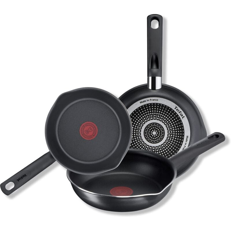 foto del prodotto tefal b56490 set di padelle day by day on da 3 pezzi 20 24 28 cm pentole antiaderenti rivestimento antiaderente in titanio ad alte prestazioni nero