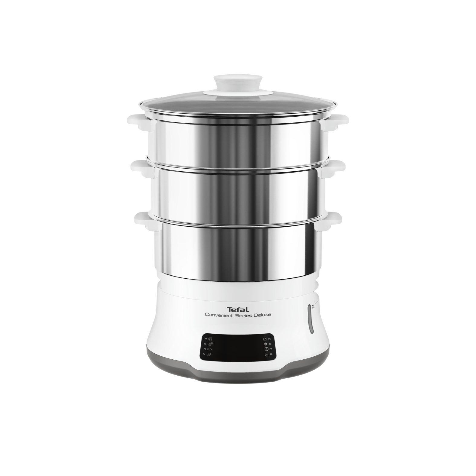 foto del prodotto tefal convenient series deluxe vc502d pentola a vapore 3 cestello i superficie piana 900 w acciaio inox, bianco