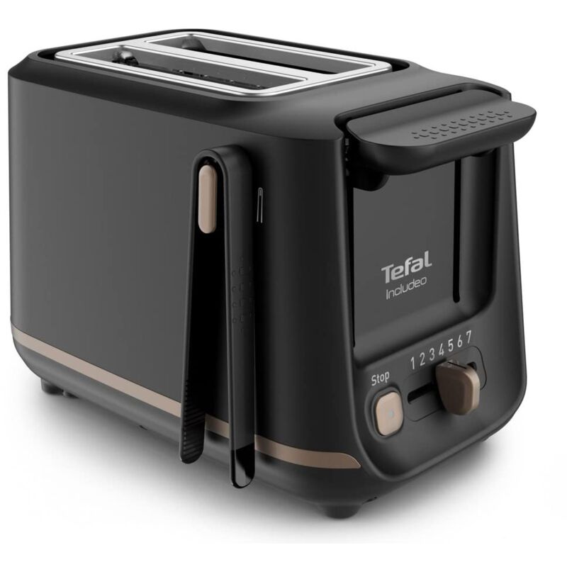 foto del prodotto tefal includeo tt533811 tostapane, 2 scomparti, pinza magnetica, tostapane con pulsanti grandi, 7 livelli di doratura, vassoio raccogli briciole