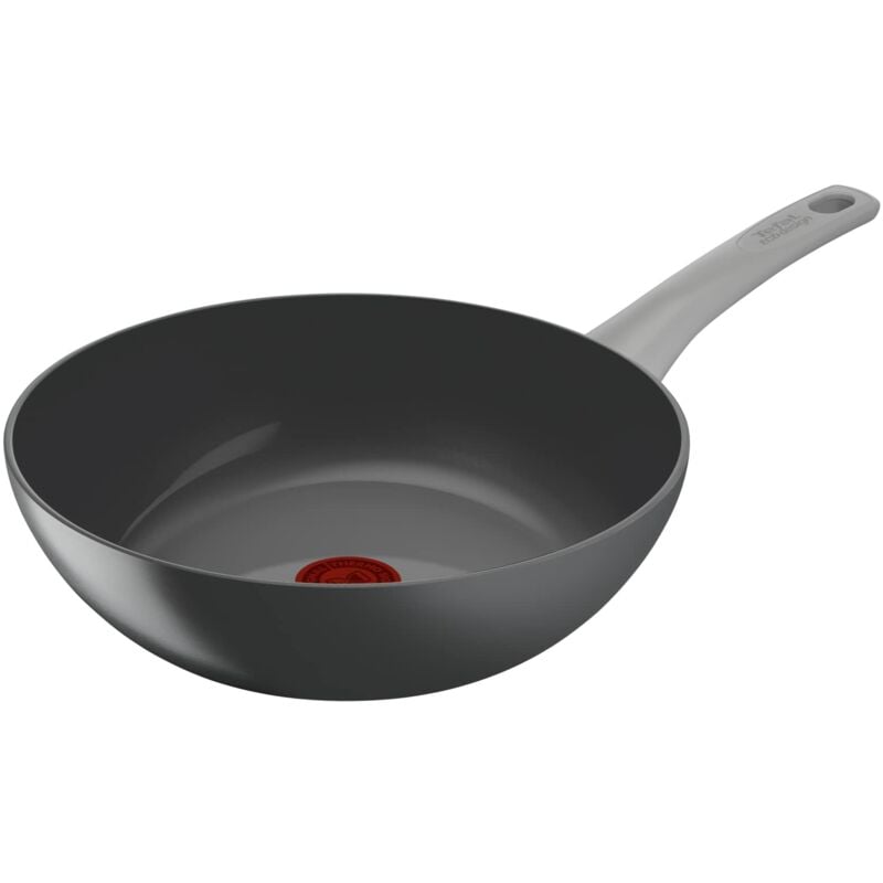 foto del prodotto tefal renew on, wok a induzione in ceramica antiaderente in alluminio riciclato, 28 cm, grigio