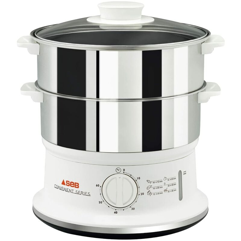 foto del prodotto tefal vc1451 vaporiera convenient series inox, timer con spegnimento automatico, livello di acqua visibile, capacit 6 l, bianco
