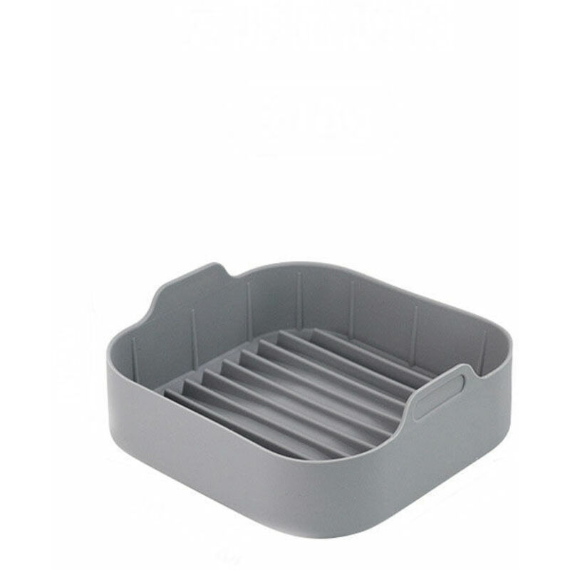 foto del prodotto teglia in silicone per friggitrice ad aria da 20,5 cm, quattro teglie, accessori quadrati di ricambio per teglia grigio 
