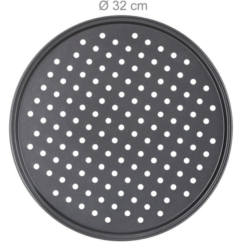 foto del prodotto teglia per pizza, set da 1, rotonda, forata, antiaderente, tarte flamb e, acciaio, stampo, 32 cm, antracite