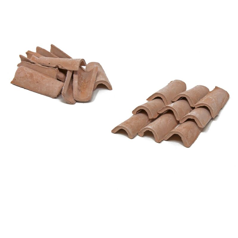 foto del prodotto tegole in resina 28 mm color terracotta 20 pz coppo per presepe 86898