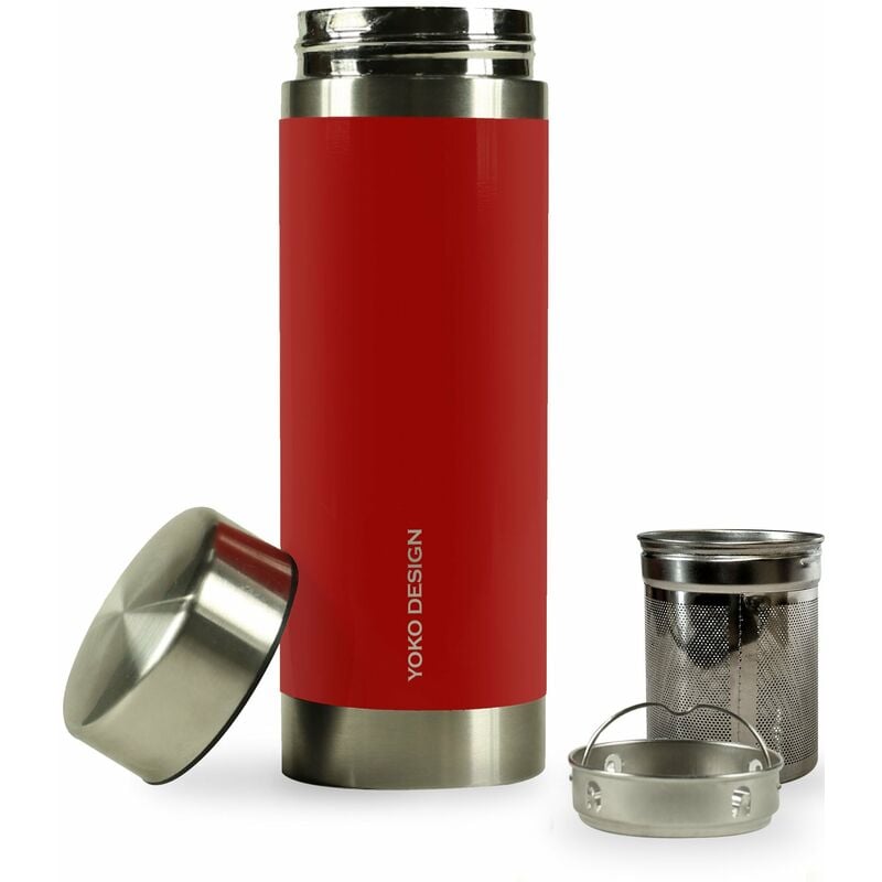 foto del prodotto teiera isotermica in acciaio inox, dimensioni da 20 x 6 x 6 cm, di colore rosso, rif. 1405 - yoko design