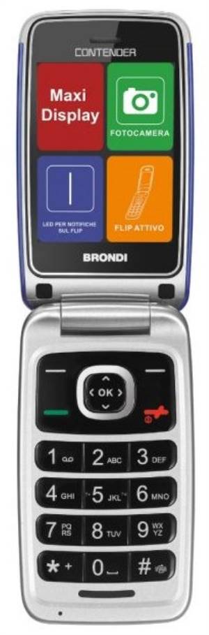 foto del prodotto tel. cell. brondi contender flip blu