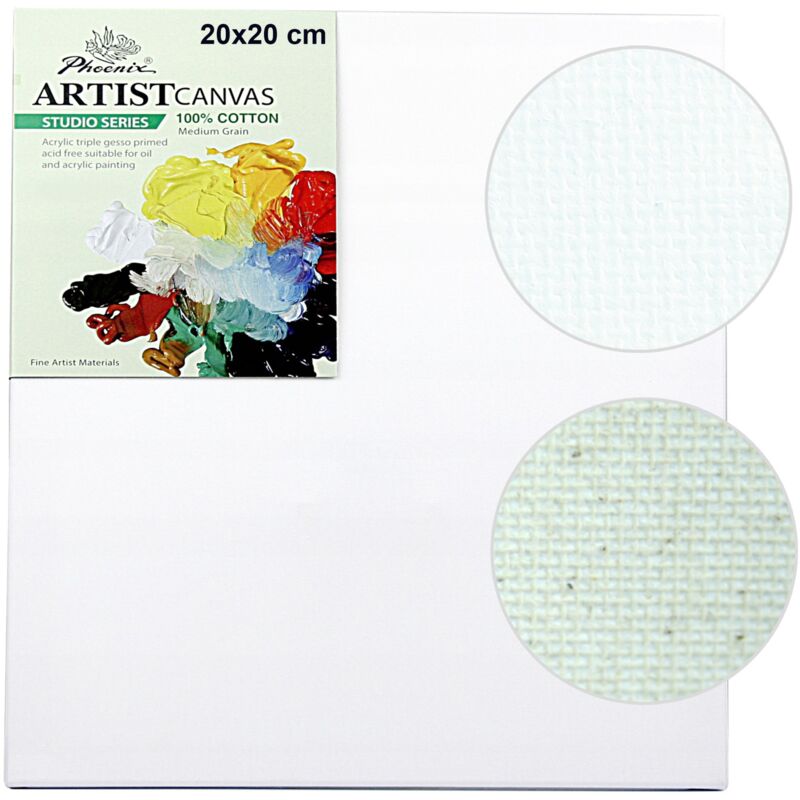 foto del prodotto tela da pittura, tela in cotone, pronta all uso, 280g phoenix 20x20cm