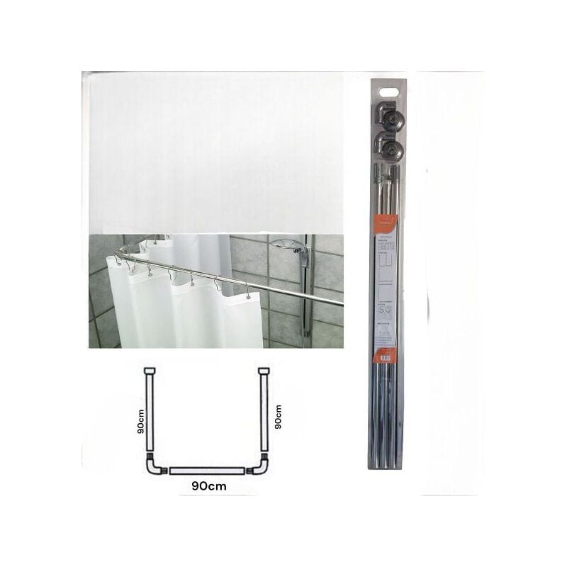 foto del prodotto telaio bastone sostegno per tenda tende doccia docce 90x90x90 cm acciaio