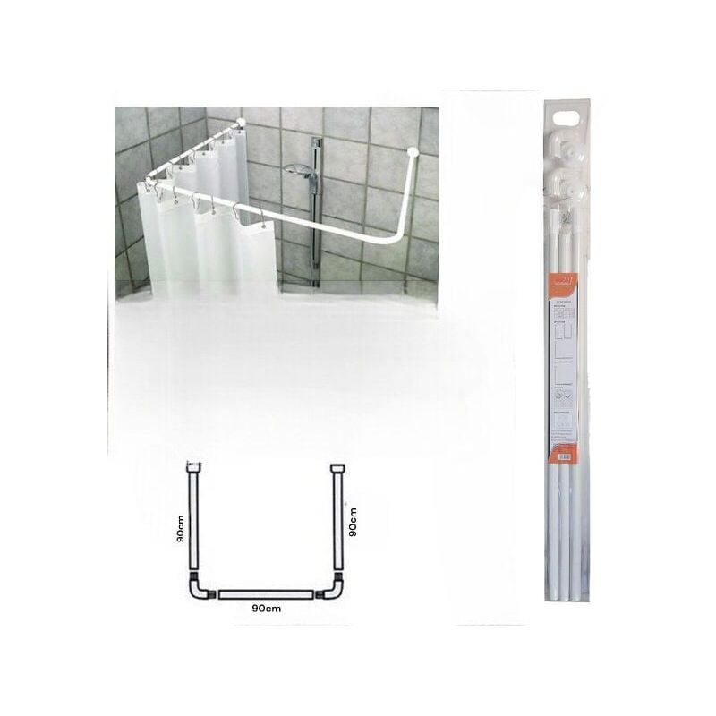 foto del prodotto telaio bastone sostegno per tenda tende doccia docce 90x90x90 cm bianco