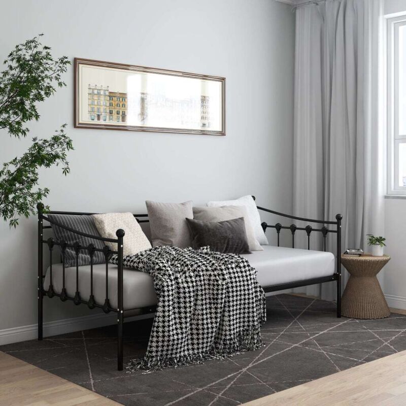 foto del prodotto telaio divano letto nero in metallo 90x200 cm - vidaxl