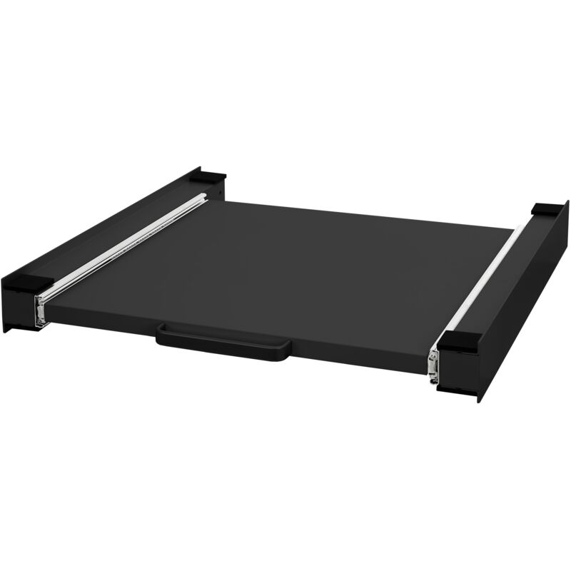foto del prodotto telaio intermedio con ripiano estraibile in acciaio 60 x 60 cm nero per lavatrice asciugatrice piano estensibile per cesto portabiancheria kit di